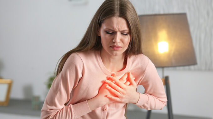 sudden chest pain in women